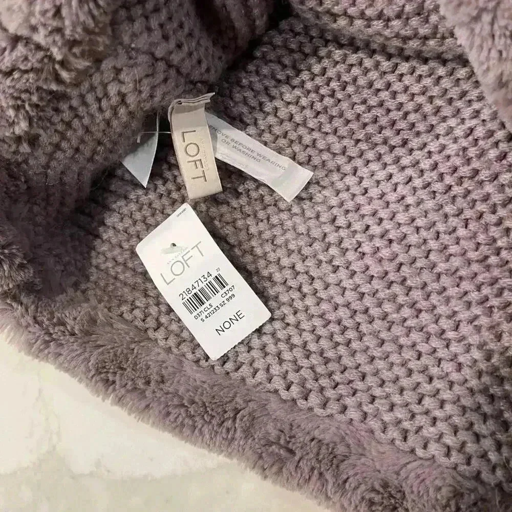 Loft NWT Faux Fur Muff Scarf Brown Patterned Faux Fur Thick Knit Inside Cozycore